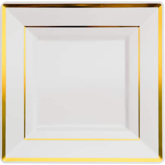 Square Lunch Plates with Gold Trim by Celebrate It™